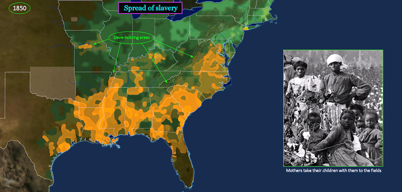 Spread of slavery, 1850 map